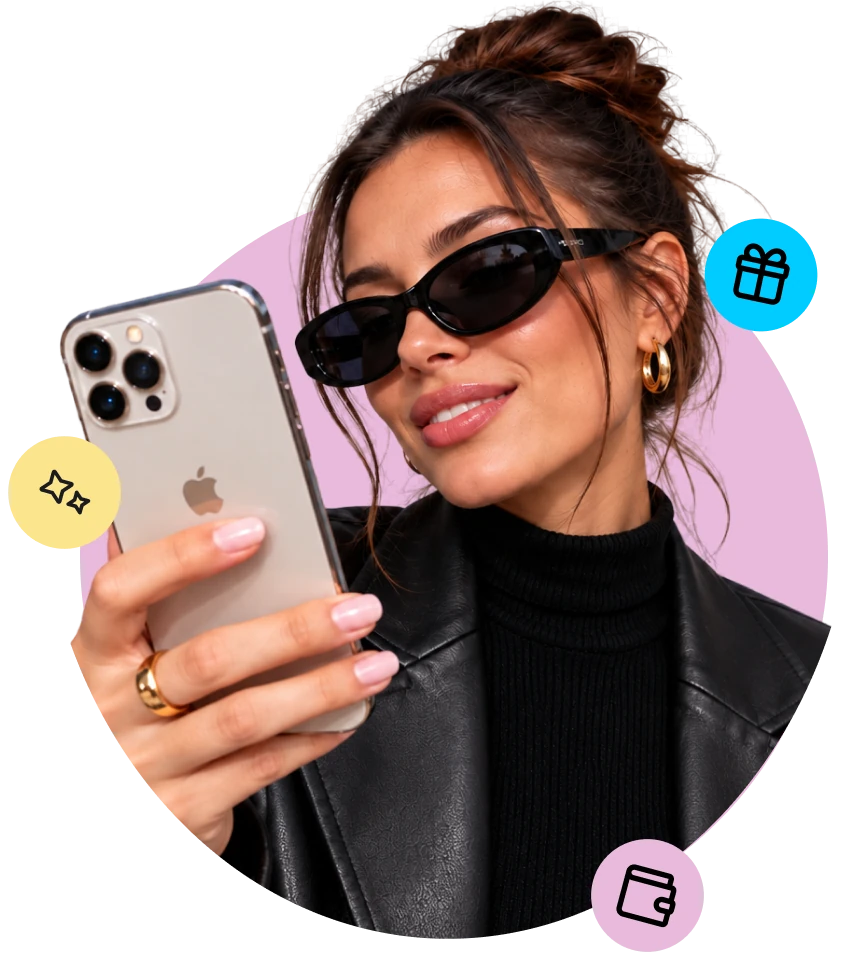 A shopper checking out on her phone