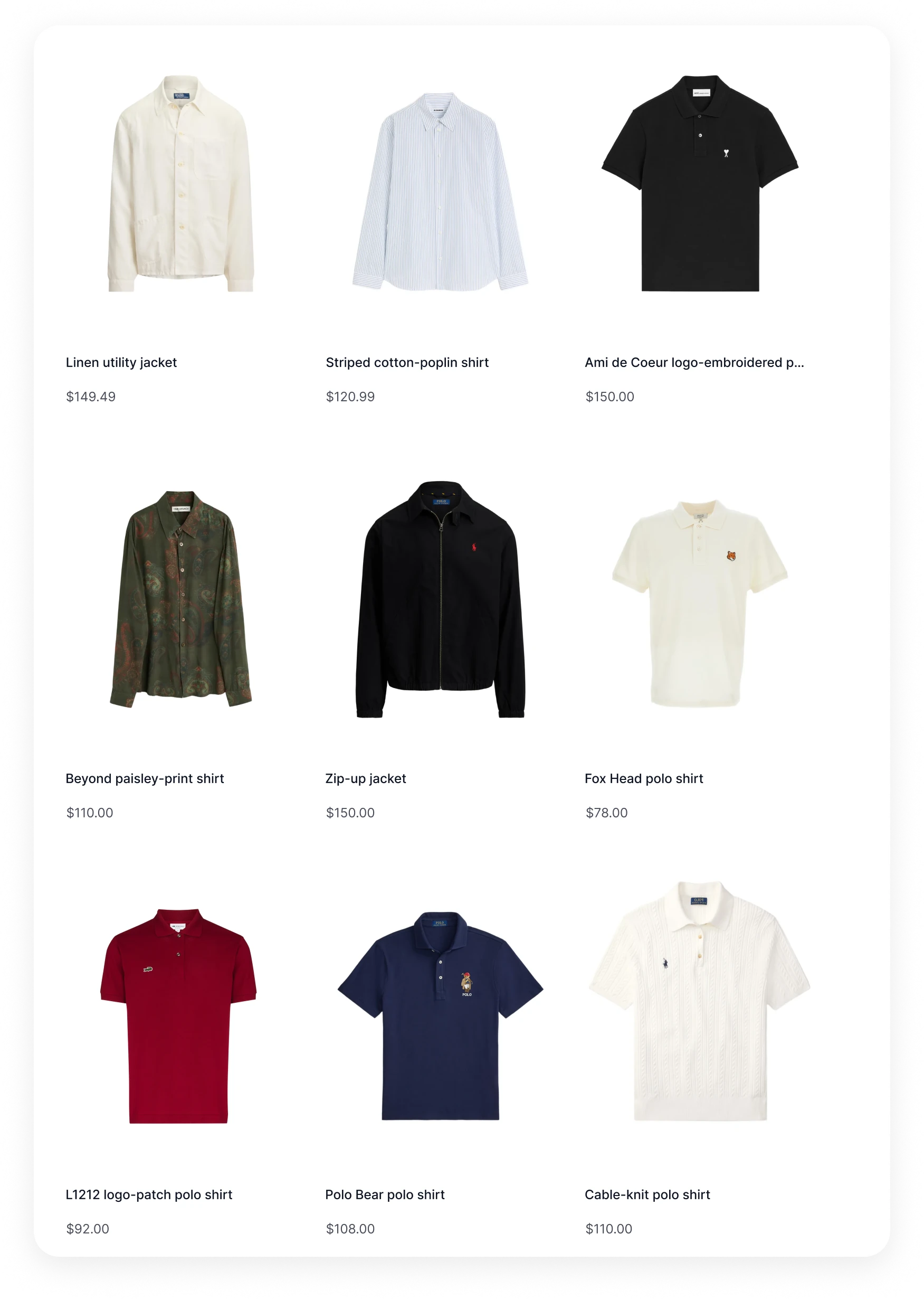 An eCommerce store product grid