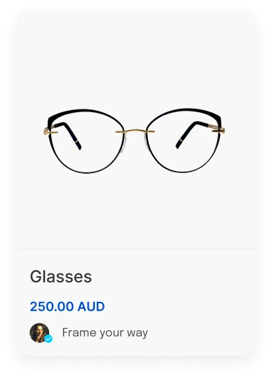 Glasses listed for 250.00 AUD by Frame your way