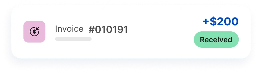 Invoice #010191 received, +$200